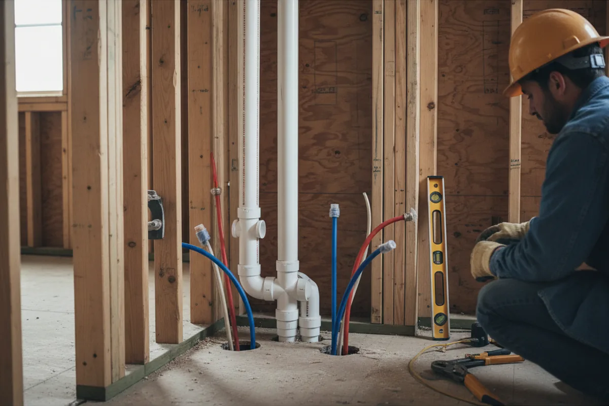 Drain and supply rough-in during Garbage Disposal Repair in Scarsdale