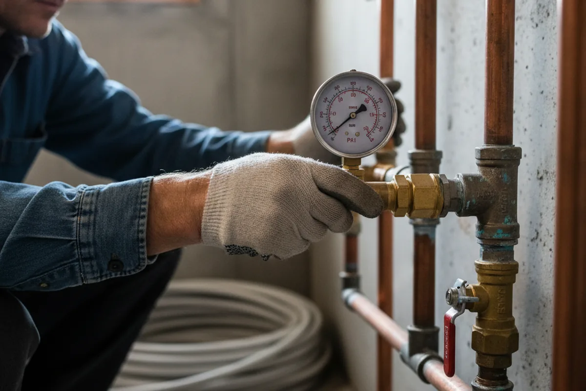Pressure testing a repaired line during Water Line Repair in Scarsdale